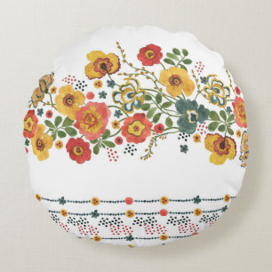 Stylized Floral: Watercolor Seamless Design. Round Pillow