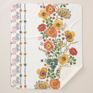 Stylized Floral: Watercolor Seamless Design. Sherpa Blanket
