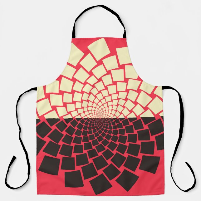 Stylized Flower: Black Red Ivory Apron (Front)