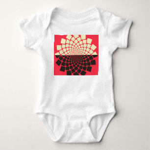 Stylized Flower: Black Red Ivory Baby Bodysuit