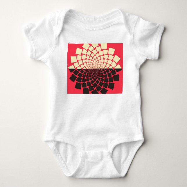 Stylized Flower: Black Red Ivory Baby Bodysuit (Front)