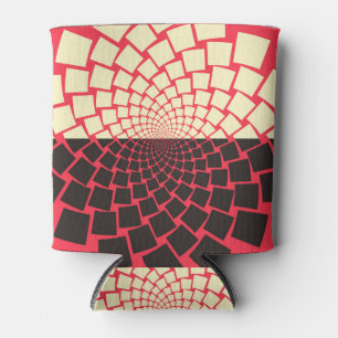 Stylized Flower: Black Red Ivory Can Cooler