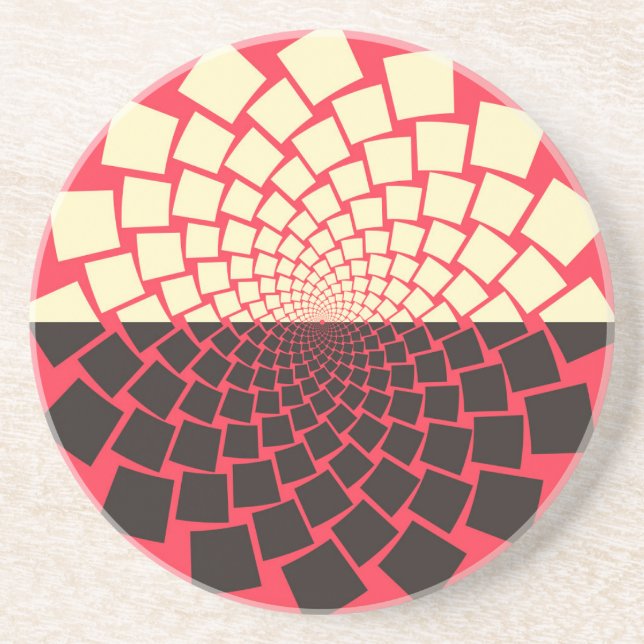 Stylized Flower: Black Red Ivory Coaster (Front)
