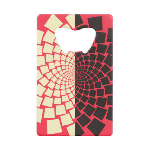 Stylized Flower: Black Red Ivory Credit Card Bottle Opener