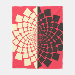 Stylized Flower: Black Red Ivory Fleece Blanket