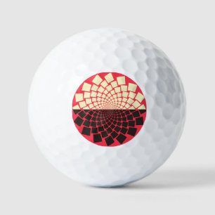 Stylized Flower: Black Red Ivory Golf Balls