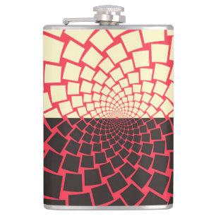 Stylized Flower: Black Red Ivory Hip Flask