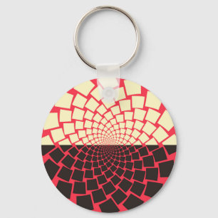Stylized Flower: Black Red Ivory Keychain