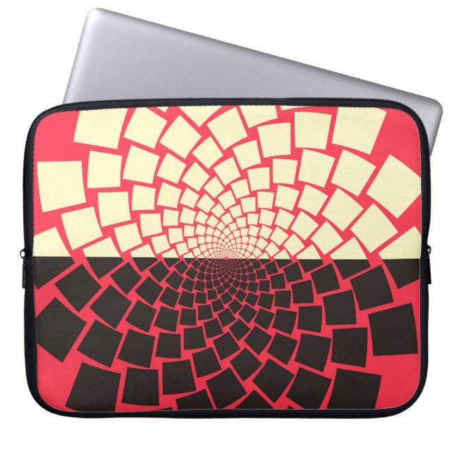 Stylized Flower: Black Red Ivory Laptop Sleeve (Front)