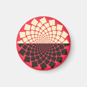 Stylized Flower: Black Red Ivory Magnet