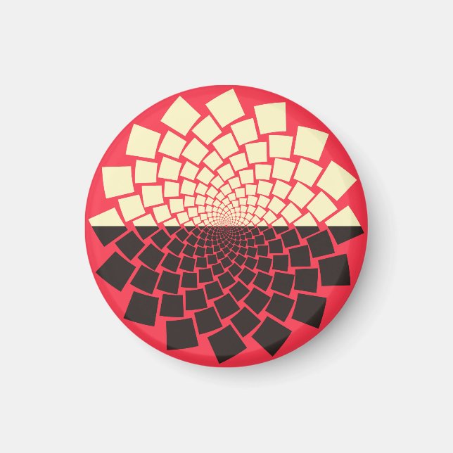 Stylized Flower: Black Red Ivory Magnet (Front)