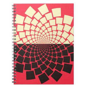 Stylized Flower: Black Red Ivory Notebook