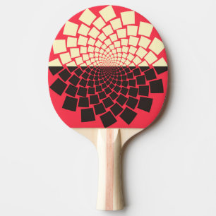 Stylized Flower: Black Red Ivory Ping Pong Paddle