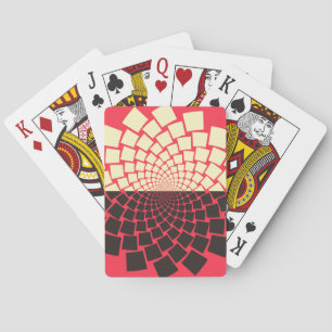 Stylized Flower: Black Red Ivory Playing Cards