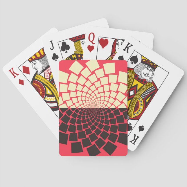 Stylized Flower: Black Red Ivory Playing Cards (Back)