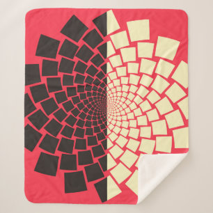 Stylized Flower: Black Red Ivory Sherpa Blanket