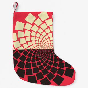 Stylized Flower: Black Red Ivory Small Christmas Stocking