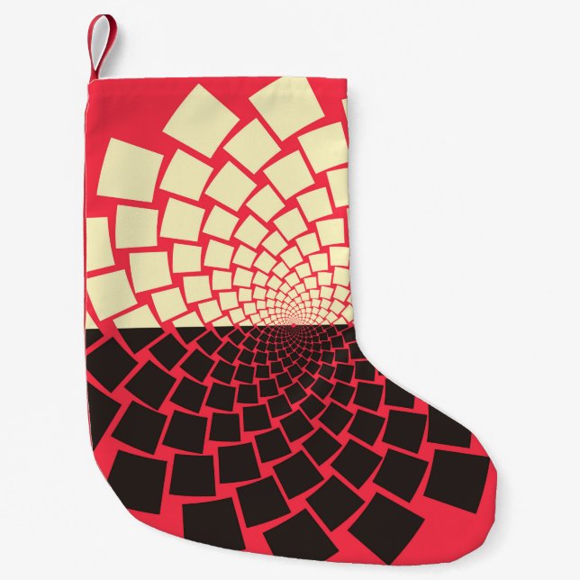 Stylized Flower: Black Red Ivory Small Christmas Stocking (Front)