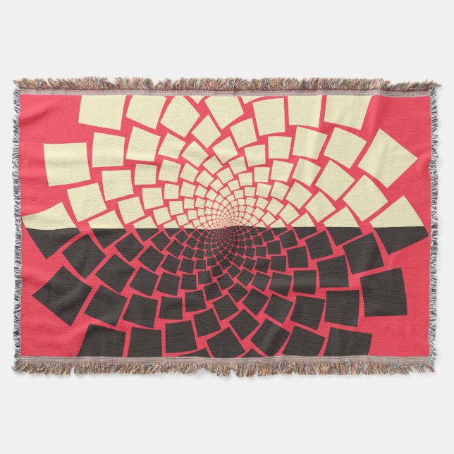 Stylized Flower: Black Red Ivory Throw Blanket (Front)