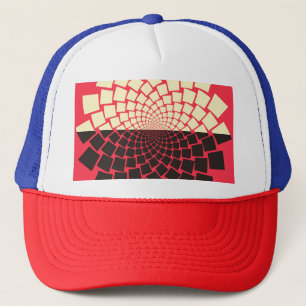 Stylized Flower: Black Red Ivory Trucker Hat