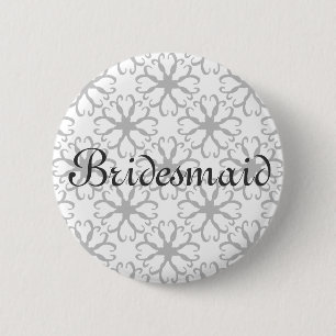 Stylized Flower Bridesmaid Button