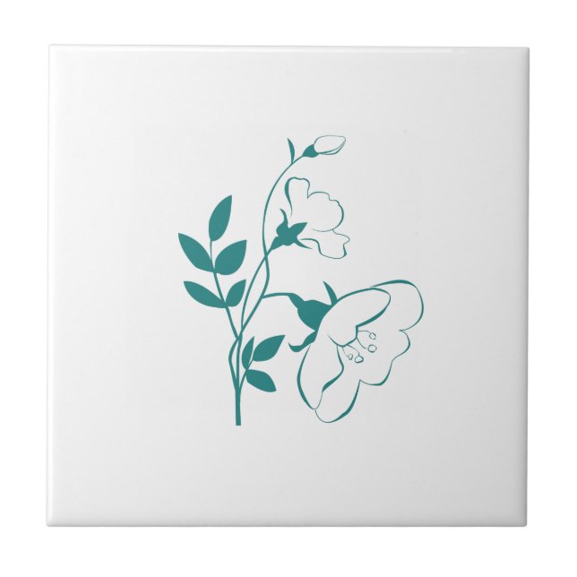 Stylized Flower in Teal Tile (Front)