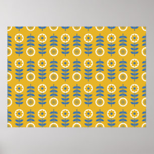 Stylized flower seamless pattern. Scandinavian sty Poster