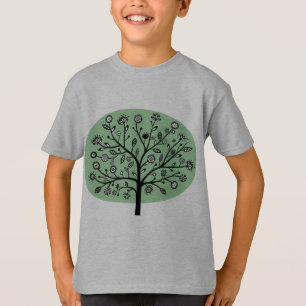 Stylized Flower Tree - Faded Green T-Shirt