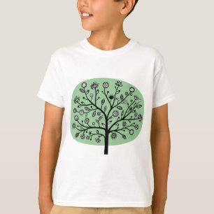 Stylized Flower Tree - Faded Green T-Shirt