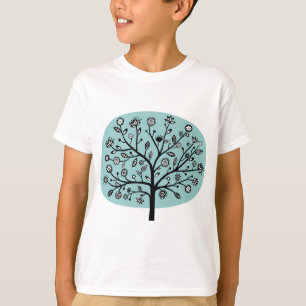 Stylized Flower Tree - Light Blue Green T-Shirt