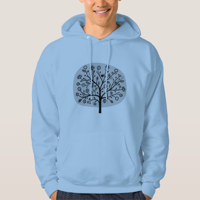 Stylized Flower Tree - Light Grey Hoodie (Front)