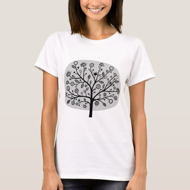 Stylized Flower Tree - Light Grey T-Shirt (Front)