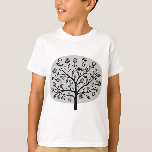Stylized Flower Tree - Light Grey T-Shirt (Front)