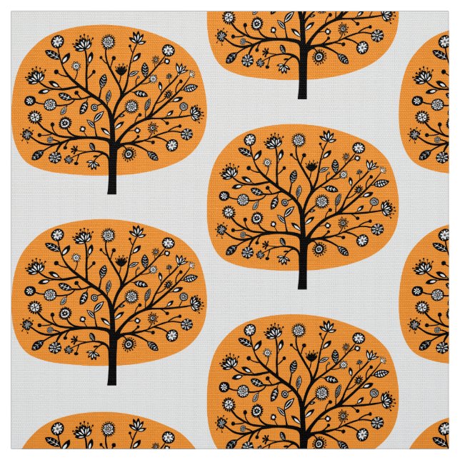 Stylized Flower Tree - Light Orange Fabric (Swatch)