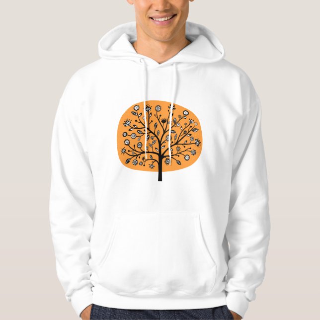 Stylized Flower Tree - Light Orange Hoodie (Front)