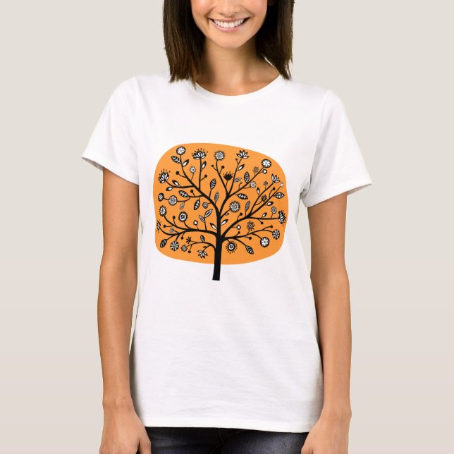 Stylized Flower Tree - Light Orange T-Shirt (Front)
