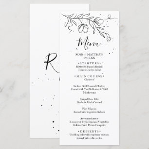Stylized flowering branch and drops of ink menu