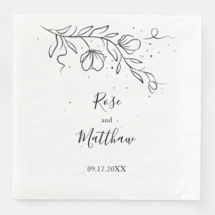 Stylized flowering branch and drops of ink paper napkin