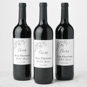 Stylized flowering branch Bridal Shower  Wine Labe Label