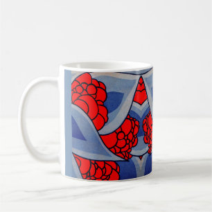 stylized flowers and leaves print coffee mug