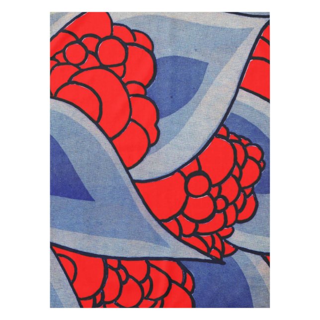 stylized flowers and leaves print tablecloth (Front)