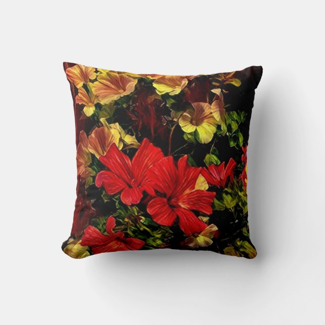 Stylized Flowers Cute Throw Pillow (Front)