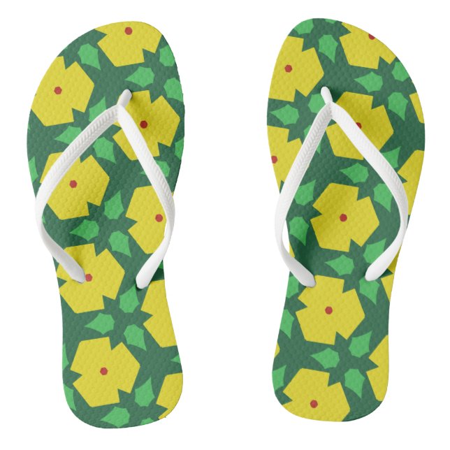 Stylized Flowers Flip Flops (Footbed)
