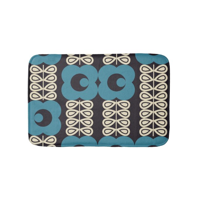 Stylized Flowers: Modern Vintage Geometric. Bath Mat (Front)