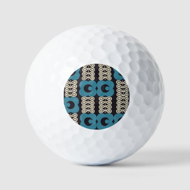 Stylized Flowers: Modern Vintage Geometric. Golf Balls (Front)