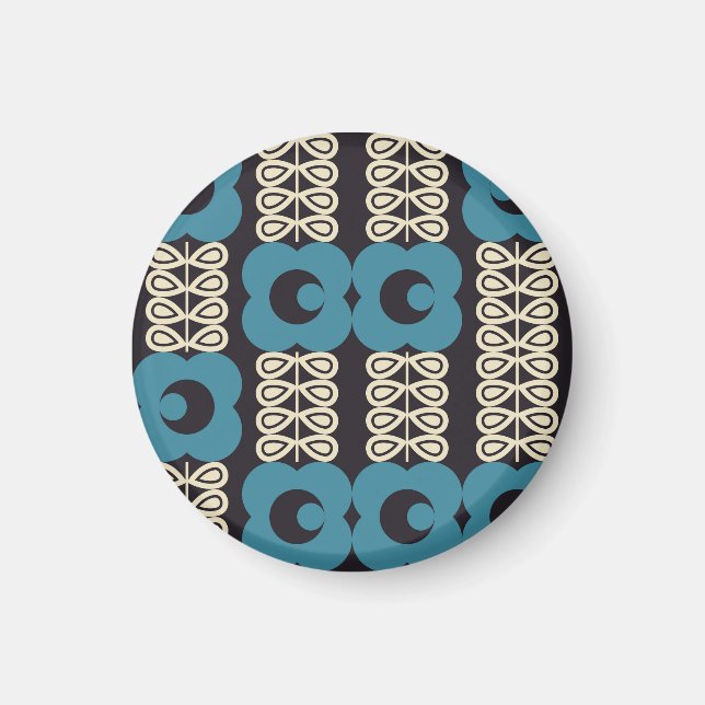 Stylized Flowers: Modern Vintage Geometric. Magnet (Front)