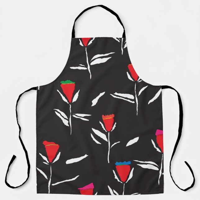 Stylized Flowers: Vintage Pattern Elegance Apron (Front)