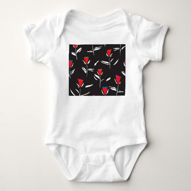 Stylized Flowers: Vintage Pattern Elegance Baby Bodysuit (Front)