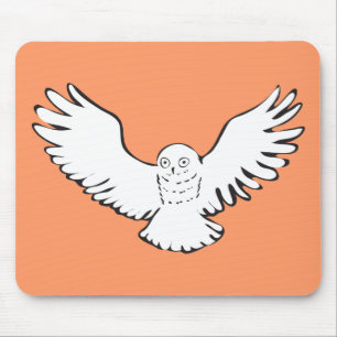 Stylized Flying Snowy Owl Mouse Pad