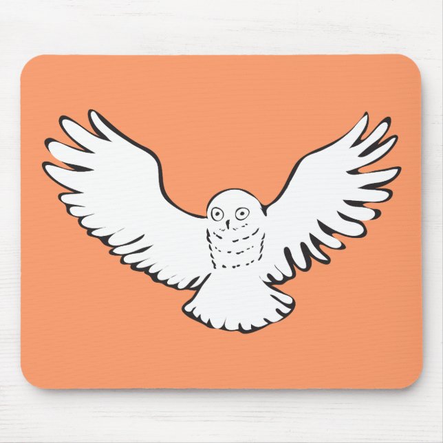 Stylized Flying Snowy Owl Mouse Pad (Front)